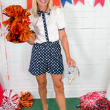 Penny Ivory + Navy Dot Trim Top Prosperina