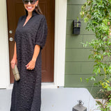 Poppy Black Cheetah Quilted Jacquard Maxi Dress Emily McCarthy