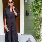 Poppy Black Cheetah Quilted Jacquard Maxi Dress Emily McCarthy