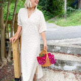 Poppy Sandstone Cheetah Quilted Jacquard Maxi Dress Emily McCarthy
