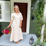 Poppy Sandstone Cheetah Quilted Jacquard Maxi Dress Emily McCarthy