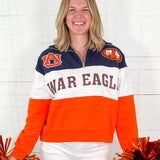 Queen of Sparkles Auburn Quarter Zip Colorblock Sweatshirt