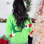 Queen of Sparkles Green Grinch Heart Hands Sweatshirt