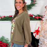 Queen of Sparkles Olive Green Martini Server Nutcracker Sweatshirt
