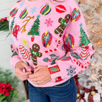 Queen of Sparkles Pink Christmas Icons Sweatshirt