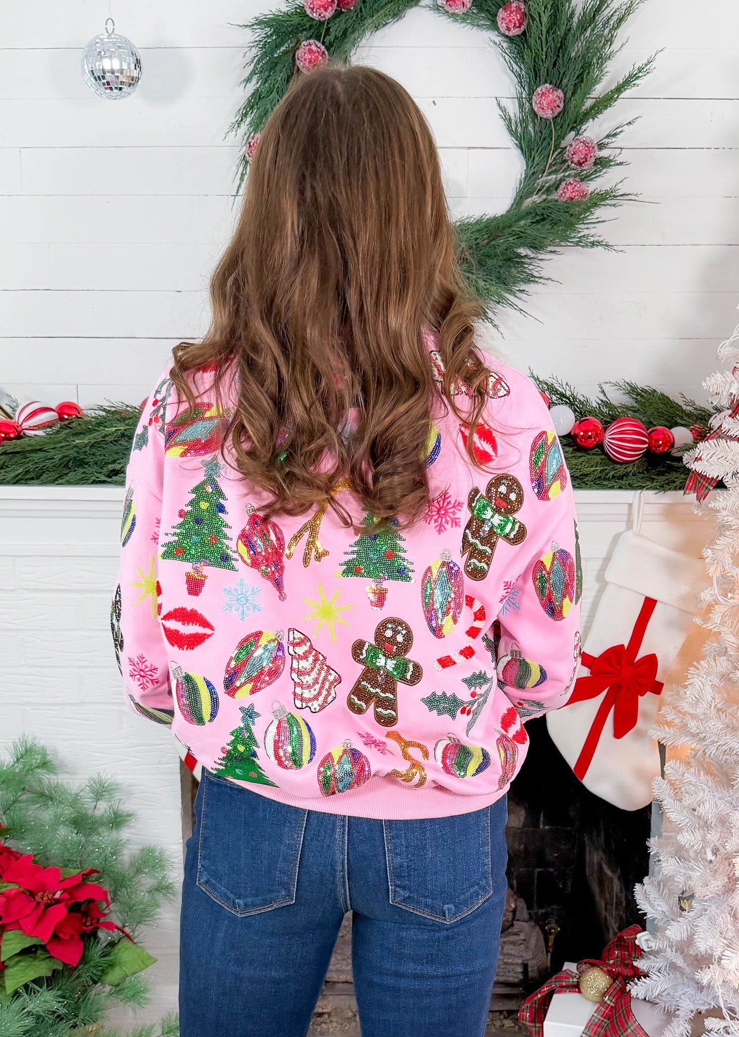 Queen of Sparkles Pink Christmas Icons Sweatshirt