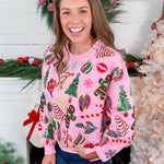 Queen of Sparkles Pink Christmas Icons Sweatshirt