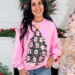 Queen of Sparkles Pink Mahjong Christmas Tree Sweatshirt