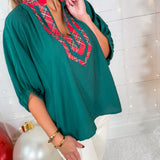 Radcliffe Green + Red Plaid Placket Top Entro
