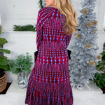 Ramsay Burgundy + Blue Abstract Maxi Dress Sugarlips