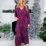 Ramsay Burgundy + Blue Abstract Maxi Dress Sugarlips