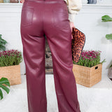 Reeve Burgundy Faux Leather Pants Lucy Paris