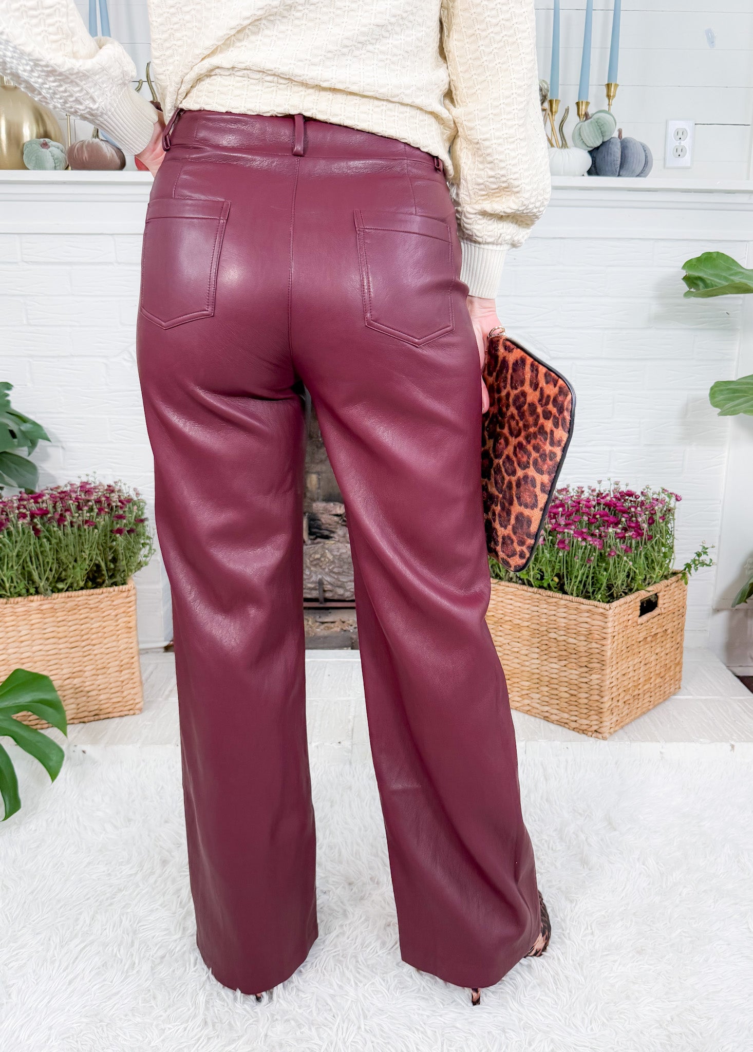 Reeve Burgundy Faux Leather Pants Lucy Paris