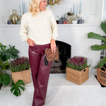 Reeve Burgundy Faux Leather Pants Lucy Paris