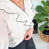 Rita Black + White Ruffle Top Lucy Pairs