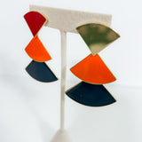 Rita Navy + Orange Stacked Triangle Earrings Mary Square