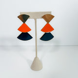 Rita Navy + Orange Stacked Triangle Earrings Mary Square
