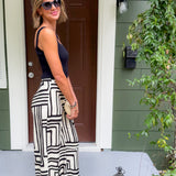 Rue Black + Cream Geometric Pants Lucy Paris