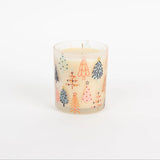 Candle with Christmas tree design on a white background