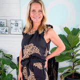 Sabrina Black Embroidered Bubble Sleeve Top Ciebon