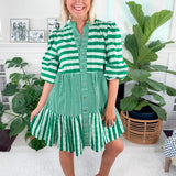 Sadie Mist Green Stripe Mini Dress Emily McCarthy