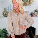 Sargent Ivory + Mocha Stripe Top