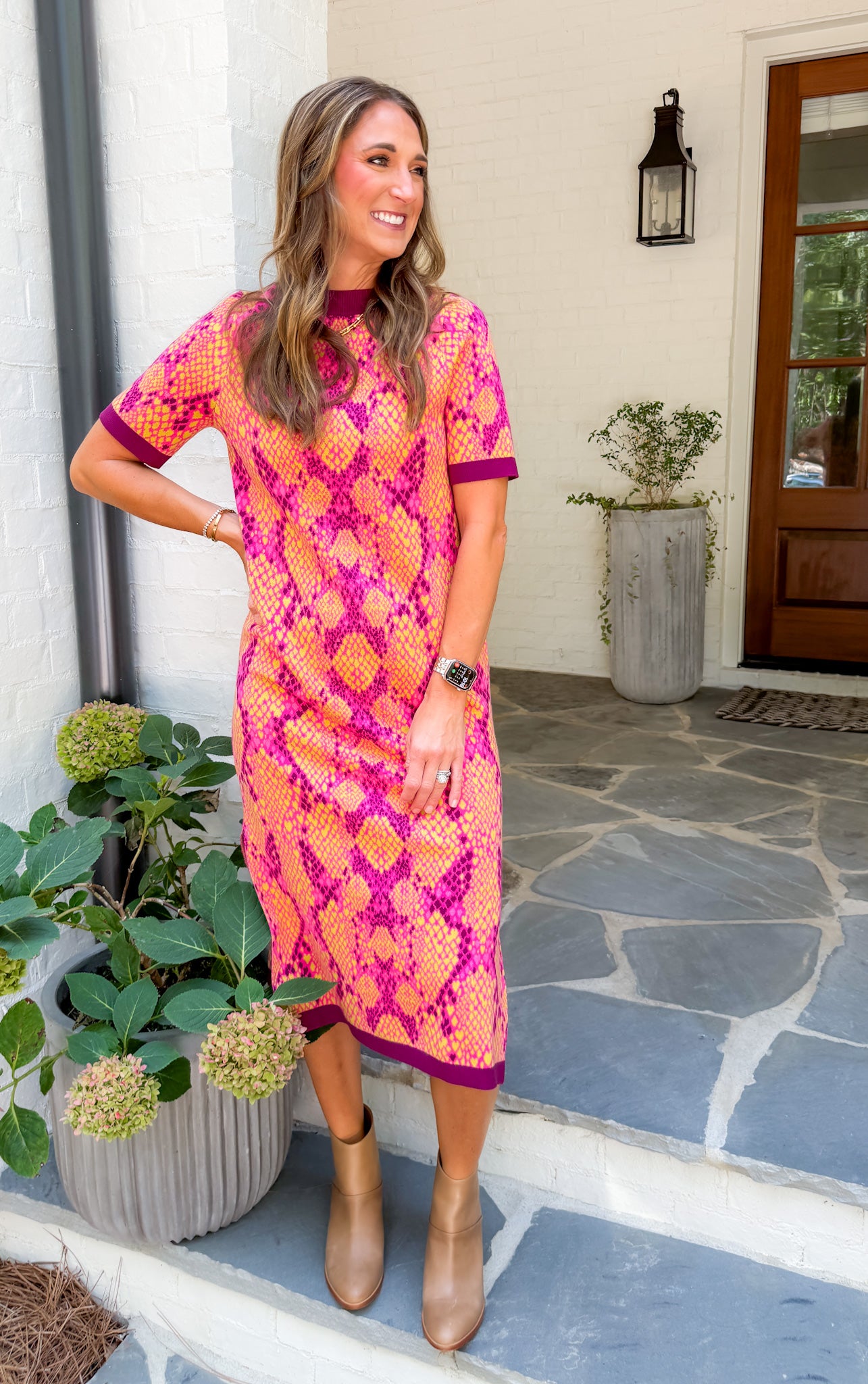 Scout PInk + Neon Serpent Sweater Dress Alden Adair