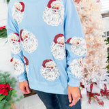 Sequin Santa Blue Oversized Sweatshirt