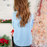 Sequin Santa Blue Oversized Sweatshirt