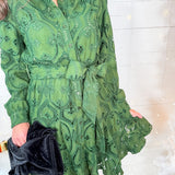 Serane Hunter Green Embroidered Lace Mini Dress Ciebon
