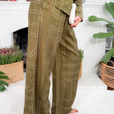Shaddix Olive Geometric Pants Entro