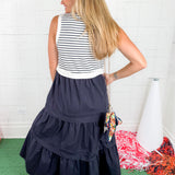 Sinclair Navy + Navy Stripe Maxi Dress