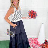 Sinclair Navy + Navy Stripe Maxi Dress