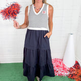 Sinclair Navy + Navy Stripe Maxi Dress