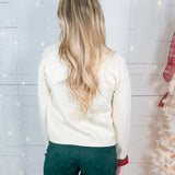Skipper Cream + Red Plaid Trim Cardigan Sweater Entro