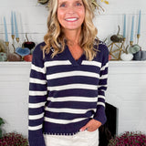 Skipper Navy Striped Sweater Staccato