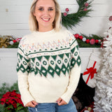 Telluride Cream + Forest FairIsle Chunky Sweater Staccato