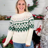 Telluride Cream + Forest FairIsle Chunky Sweater Staccato