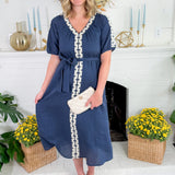 Trevor Navy Textured Midi Dress THML