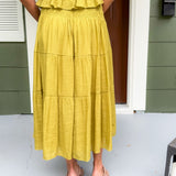 Tropez Chartreuse Smocked Skirt Lucy Paris