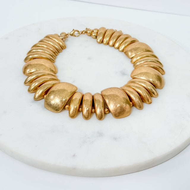 Vintage Gold Domed Shaped Short Chunky Necklace