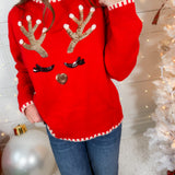 Vixen Red Glitzy Reindeer Sweater Jodifl