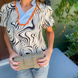 Zula Zebra Stripe V-Neck Ricrac Top