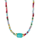 Multi Bead + Turquoise Barrel Bead Necklace