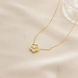 Golden Plum Blossom + White Mother-of-Pearl Stone Necklace
