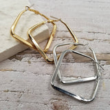 Geometric Square Earrings | Gold & Silver