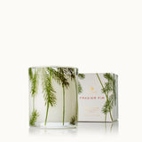 Fragranced candle with frasier fir design and packaging on a white background