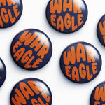 Multiple 'War Eagle' buttons on a white background