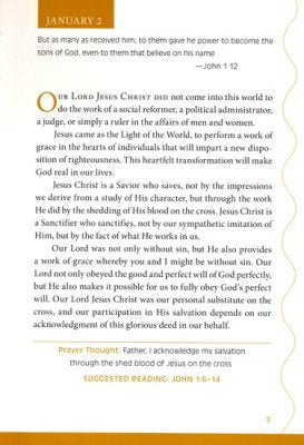 Text page from a book or document with a yellow border and text about Jesus Christ.