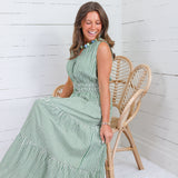 Peggy Green Gingham Tiered Maxi Dress